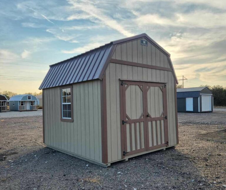 10x12 Lofted Barn khaki from angle